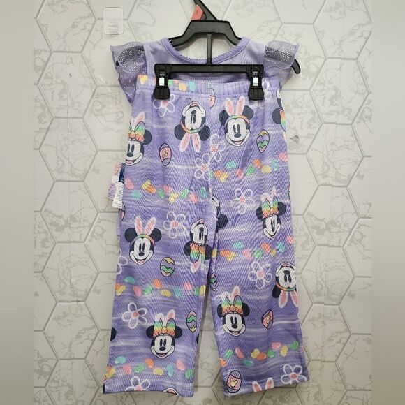 Nwt Disney Minnie Mouse Toddler Girls Easter Top and Pants Pajama Set - Picture 4 of 7